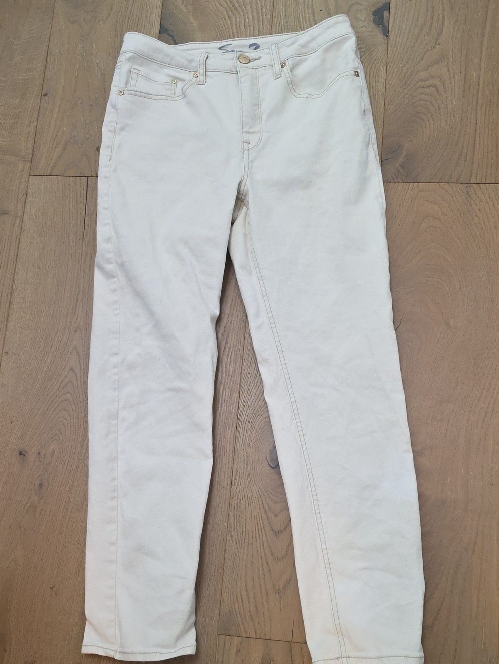 Seven7 Cream Straight Leg Jeans